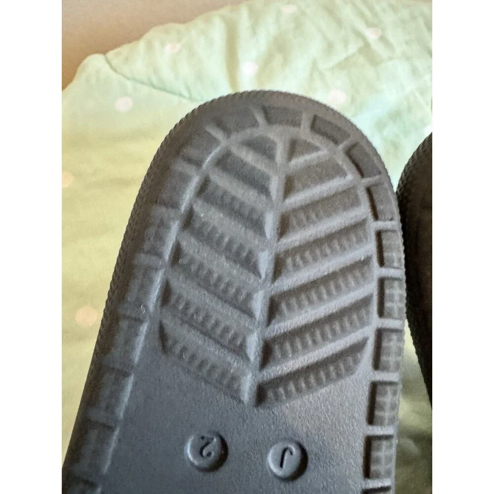 Youth Size 2 Crocs Slide Two Strap Black Rubber Sandals J2